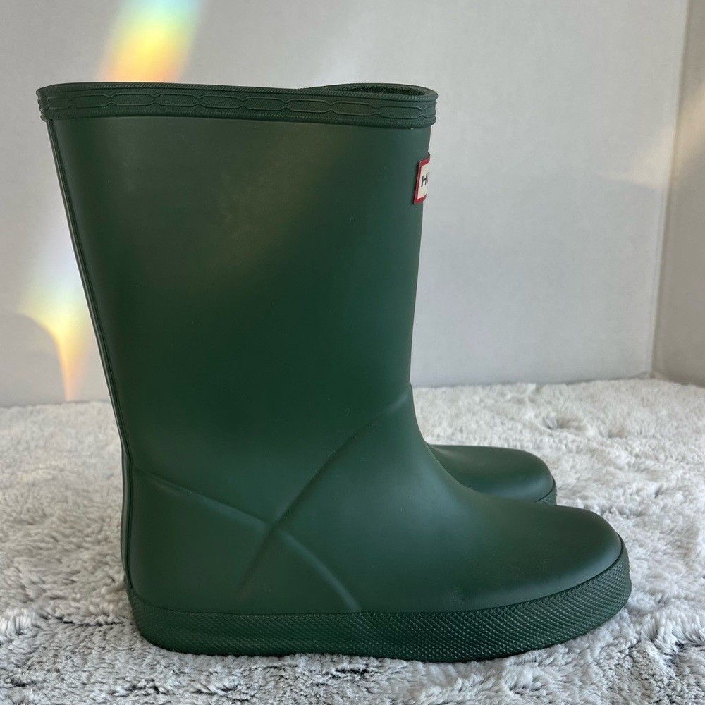 Hunter Kids Green Waterproof Rubber Rain Boots Size 12